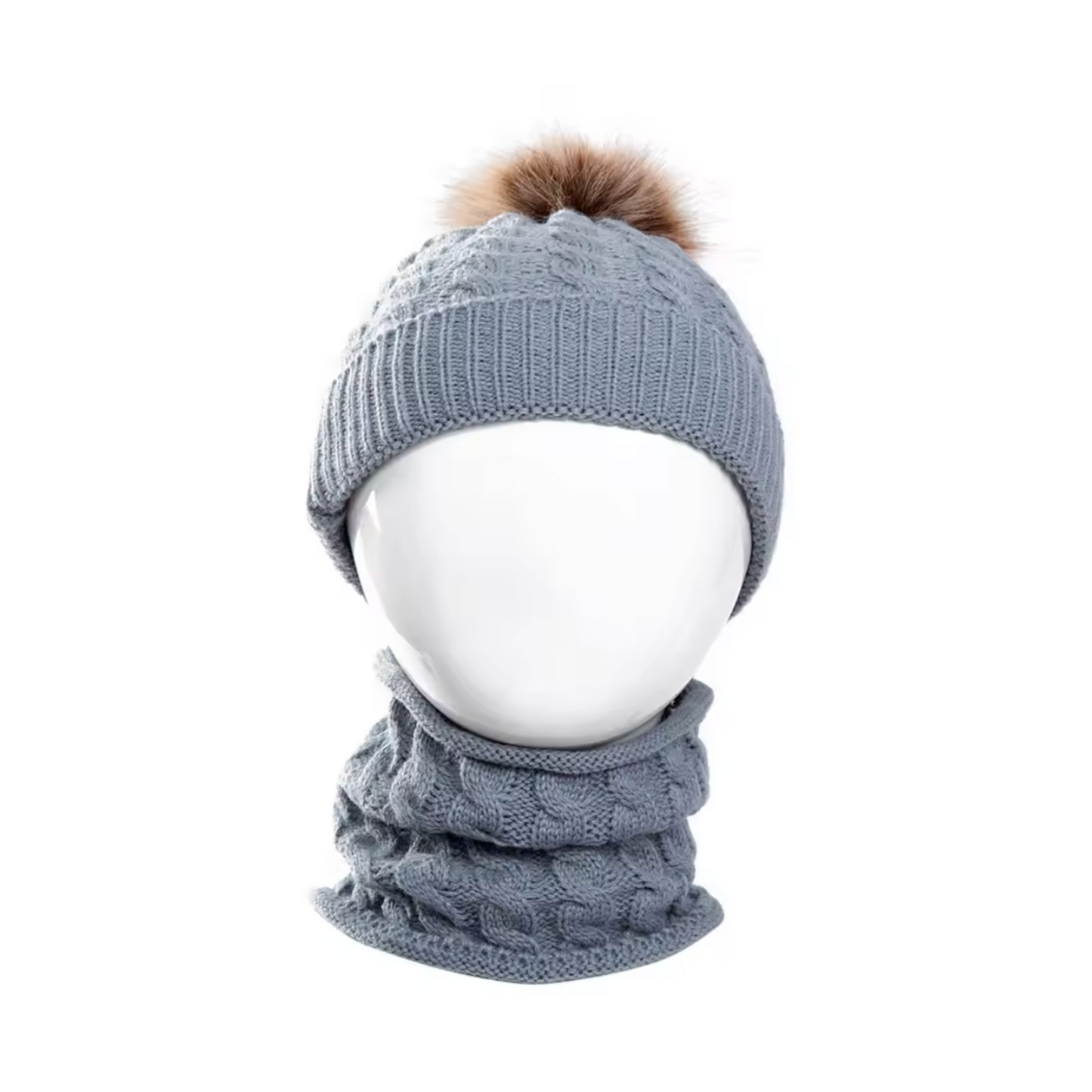 Set de Gorro bebes Con Cuello Otoño - Invierno